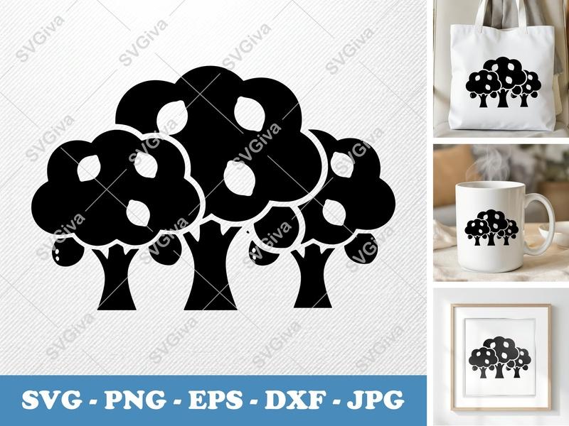 Lemon Tree in a group SVG | Puffy Soft Shape Clipart | PNG EPS DXF for Cricut Silhouette