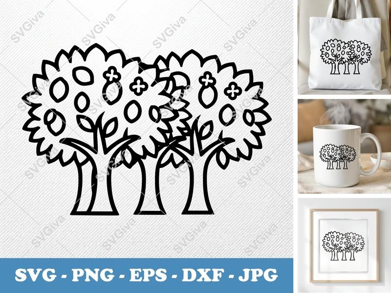 Lemon Tree SVG | Modern Citrus Fruit Cut File | PNG EPS DXF for Cricut, Silhouette | Kitchen Decor, Farmhouse