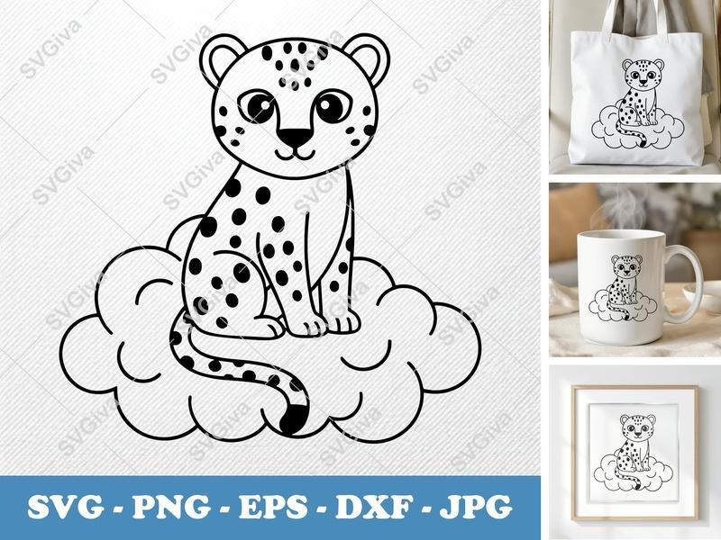 Leopard SVG | Rounded Bean-Shaped Friendly Design | PNG DXF EPS | Cricut Silhouette Cut File