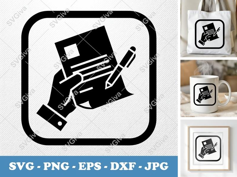 Letterhead in active use SVG | Document Pen Hand | Minimal Icon | PNG EPS DXF | Cricut Silhouette File