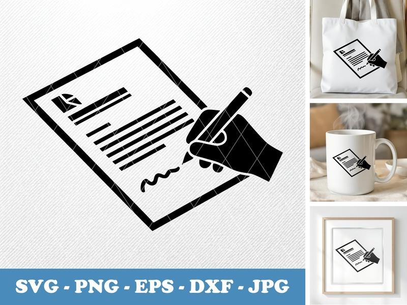 Letterhead in active use SVG with Hand Writing, Document Icon | PNG EPS DXF for Cricut, Silhouette