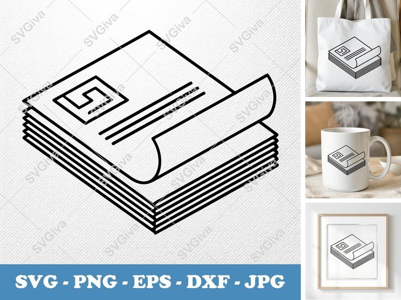 Letterhead in side view profile SVG | Stack of Paper, Document Icon, Office Supplies | PNG EPS DXF for Cricut Silhouette