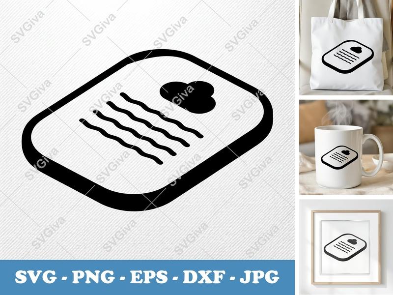 Letterhead isometric angle SVG PNG EPS DXF | Rounded Document Icon, Friendly Bean Shape for Cricut Silhouette