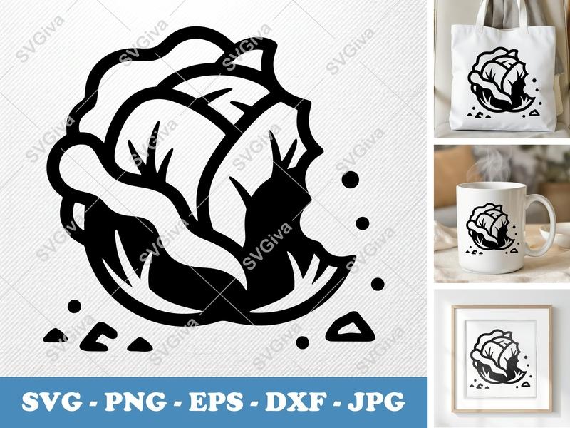 Lettuce Partially Eaten SVG | Puffy Pillow Soft Shapes | PNG DXF EPS | Cricut Silhouette Cut File