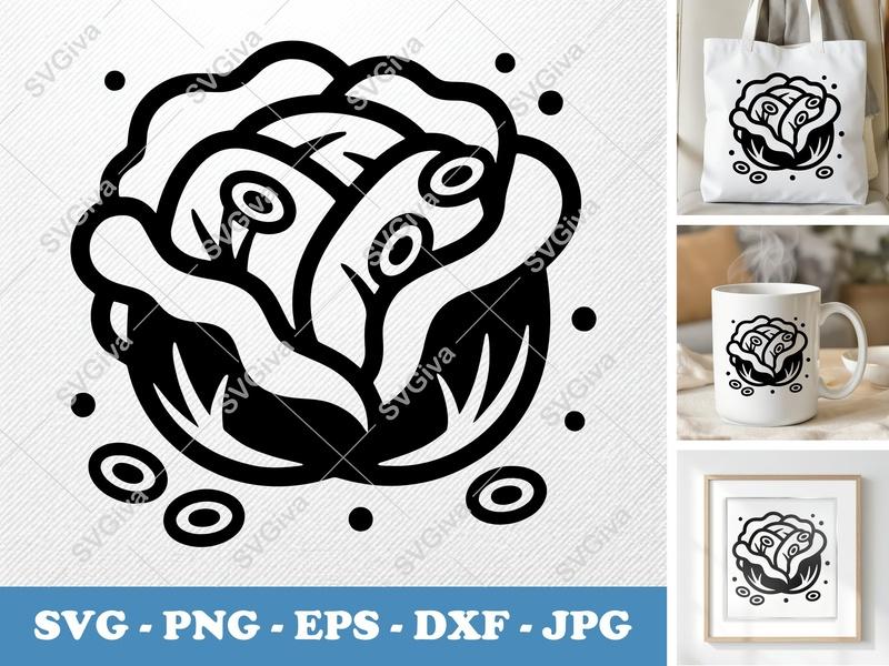 Lettuce Puffy Shapes SVG | Inflated Pillow Soft Design | PNG DXF EPS | Cricut Silhouette File