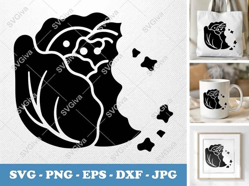 Lettuce SVG Cut File | Modern Clean Salad Leaf Graphic | PNG EPS DXF for Cricut & Silhouette | Vegetable Clipart