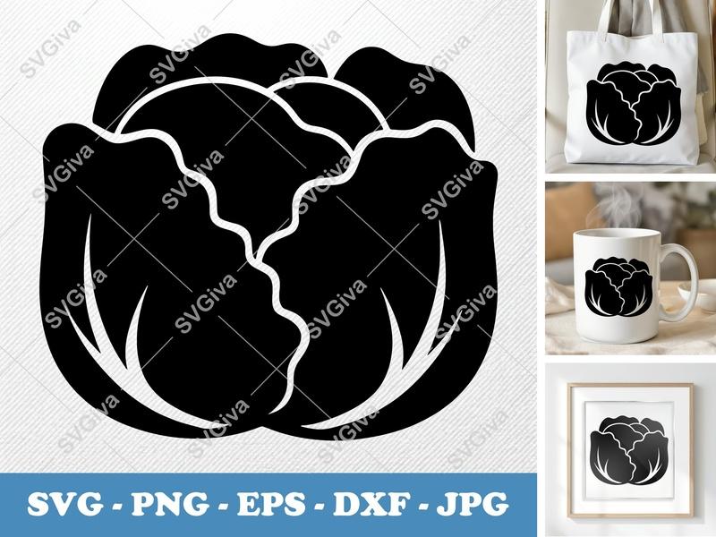 Lettuce SVG | Modern Clean Design, Vegetable Cut File | PNG EPS DXF for Cricut, Silhouette | Food Clipart Vector