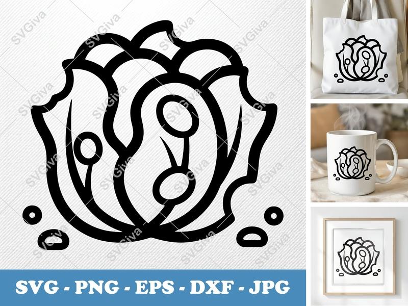 Lettuce SVG | Modern Outline Vegetable Clipart | PNG EPS DXF for Cricut & Silhouette | Kitchen Food Vector Cut File