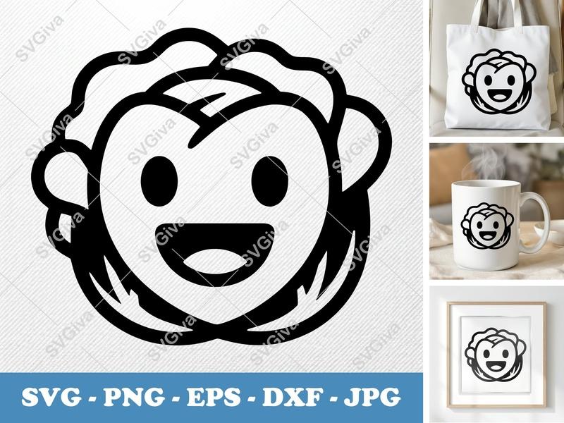 Lettuce with Smiling Face SVG, Puffy Pillow-Soft Forms | PNG DXF EPS | Cricut Silhouette File