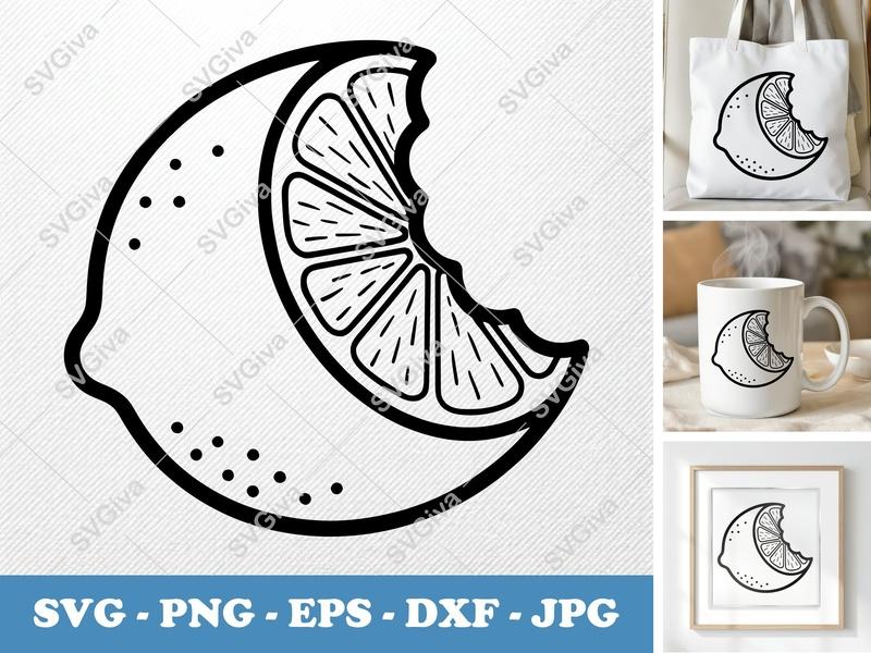 Lime Partially Eaten SVG | Bold Minimalist Vector | Cricut, Silhouette | PNG DXF EPS Cut File