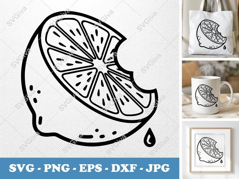 Lime SVG Bitten Fruit | Modern Citrus Slice Vector | Cut File for Cricut, Silhouette | PNG EPS DXF | Juice Drop Clipart