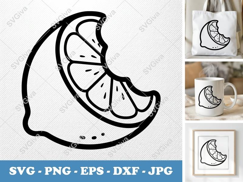 Lime SVG Bitten Slice | Citrus Fruit | Modern Clean Design | PNG EPS DXF for Cricut & Silhouette | Kitchen Decor