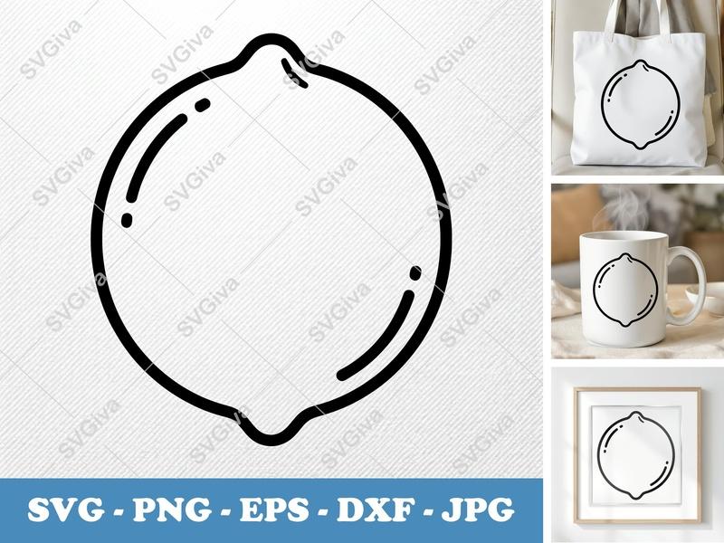Lime SVG | Modern Fruit Outline Cut File | Lemon Citrus PNG EPS DXF | Cricut Silhouette Design | Kitchen Decor Clipart