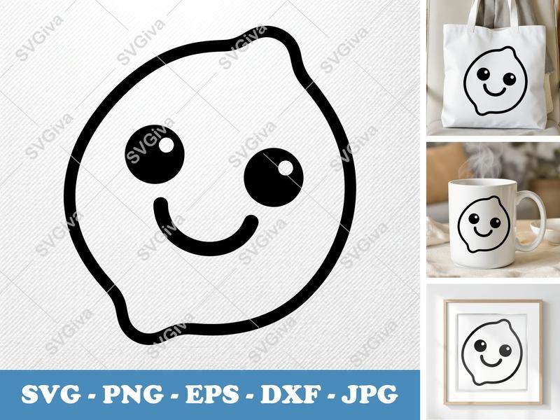 Lime with Smiling Face SVG PNG DXF EPS | Fruit Cut File Cricut Silhouette Vector