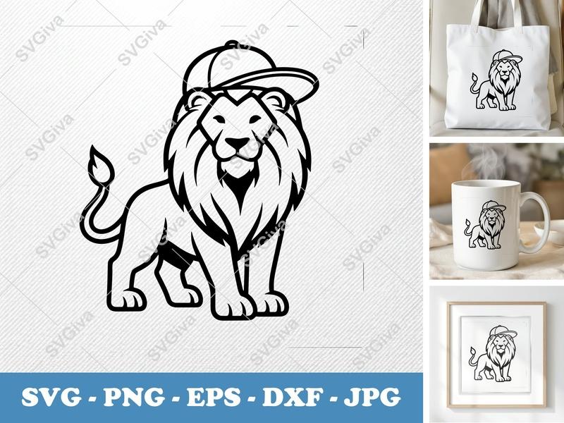 Lion with Cap SVG PNG DXF EPS | Cricut Silhouette Cut File