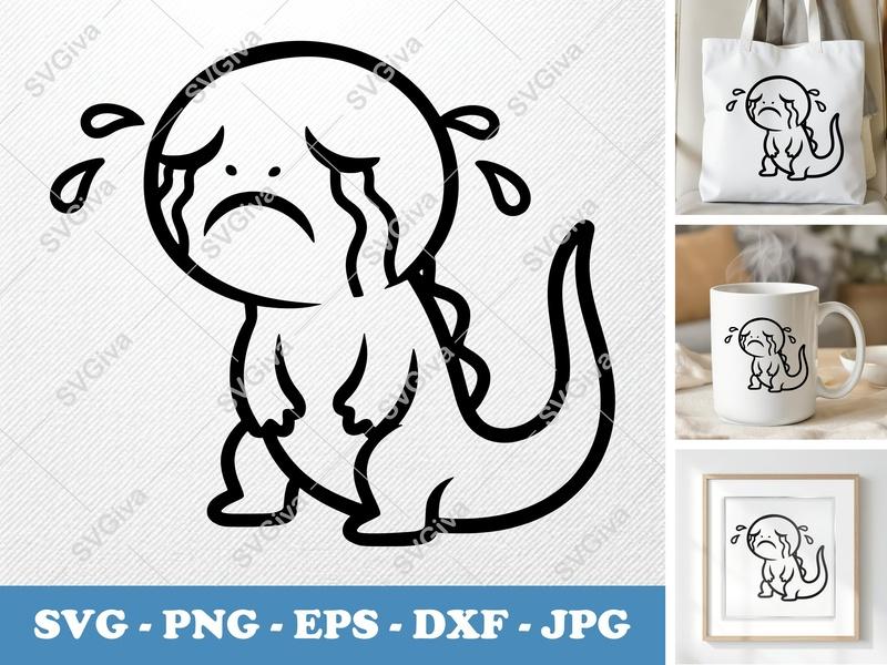 Lizard Crying SVG | Puffy Cartoon Design | PNG DXF EPS | Cricut Silhouette File