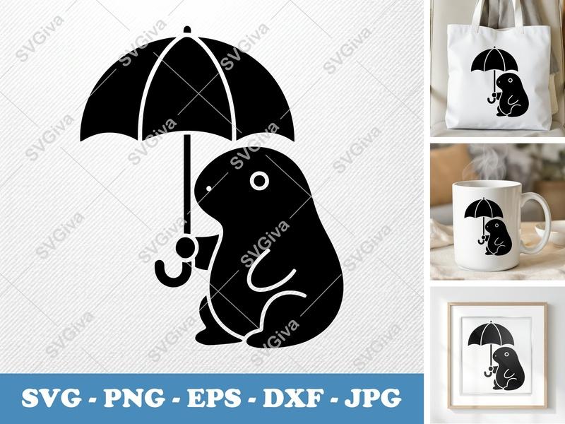 Lizard Holding Umbrella SVG PNG DXF EPS | Cricut Silhouette Cut File