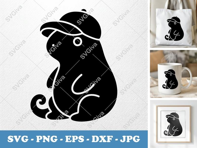 Lizard in a Cap SVG | Cute Animal Cut File PNG DXF EPS Cricut Silhouette Vector