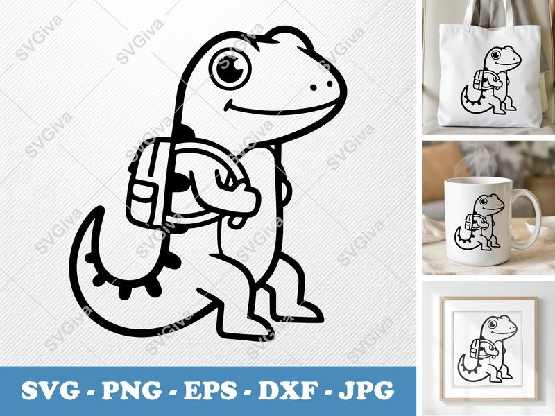 Lizard SVG | Back to School Cute Animal DXF PNG EPS | Modern Clean Design Cricut Silhouette File | Reptile Clipart