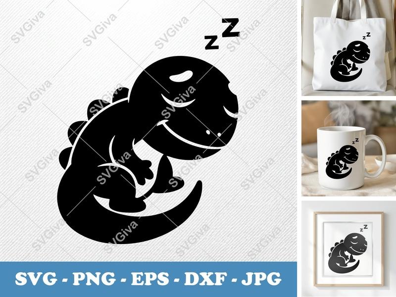 Lizard SVG Sleeping Cute Cartoon | Modern Animal Cut File | PNG EPS DXF for Cricut Silhouette Vinyl Decal Crafting