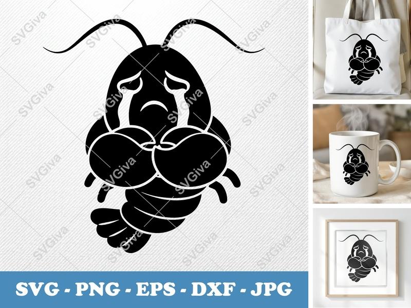 Lobster Crying SVG PNG DXF EPS | Seafood Ocean Animal Cut File Cricut Silhouette