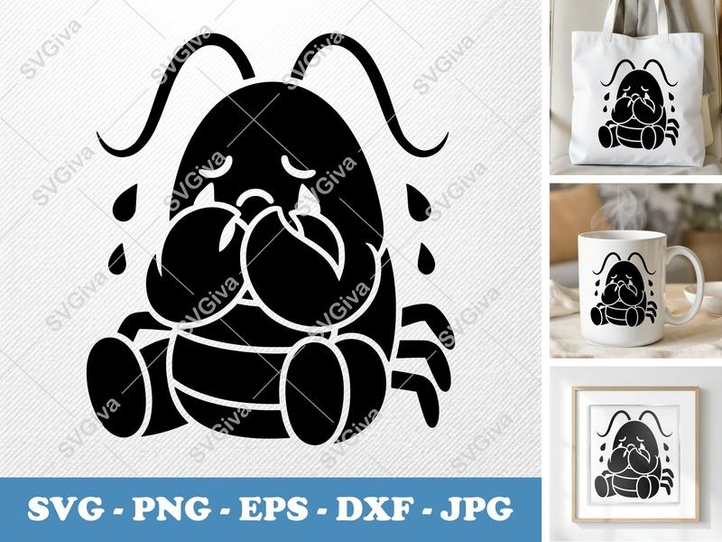 Lobster Crying SVG | Sad Seafood PNG, EPS, DXF | Modern Clean Design for Cricut, Silhouette