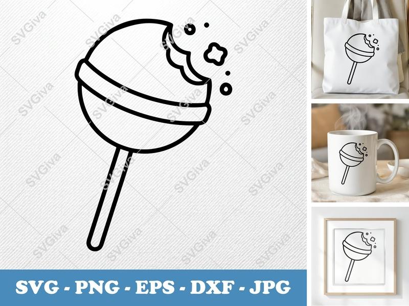 Lollipop partially eaten SVG | Friendly Rounded Bean-Shaped Forms | PNG DXF EPS | Cricut Silhouette File