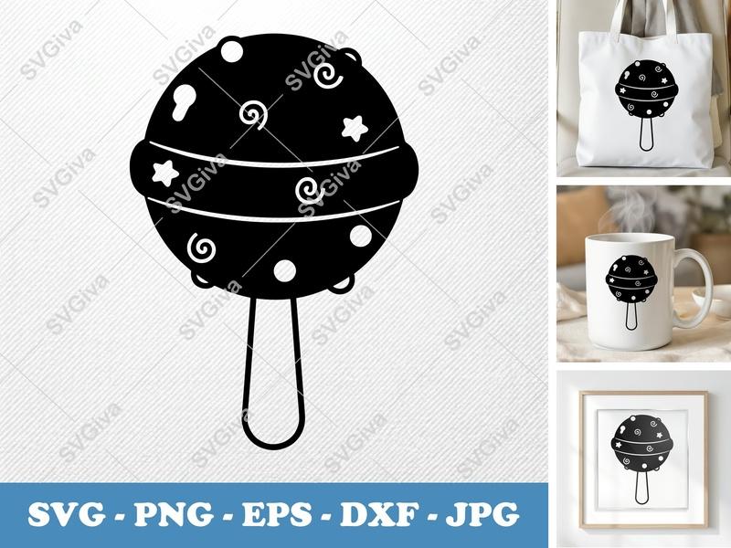 Lollipop SVG | Modern Candy Design, Swirls, Stars, Dots | PNG EPS DXF for Cricut, Silhouette | Sweet Treat Cut File