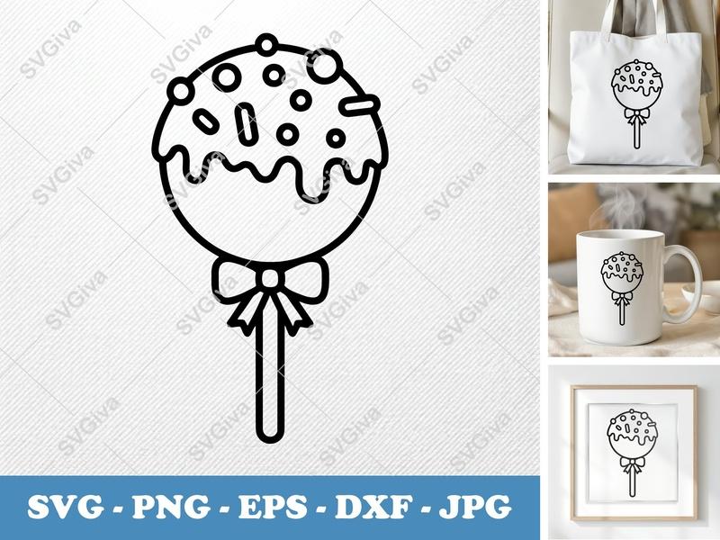 Lollipop with Garnish SVG | Friendly Bean-Shaped Form | PNG DXF EPS | Cricut Silhouette File