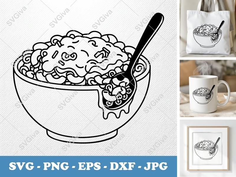 Mac and Cheese Partially Eaten SVG | Friendly Bean-Shaped Cut File | PNG DXF EPS | Cricut Silhouette Kitchen