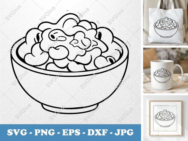 Mac and Cheese Puffy SVG | Inflated Puffy Shapes | Pillow Soft SVG, PNG, DXF, EPS for Cricut & Silhouette | Foodie Cut File