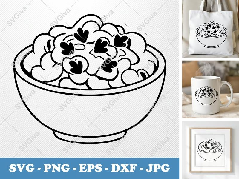 Mac and Cheese with garnish SVG | Puffy Soft Shapes | SVG PNG DXF EPS | Cricut Silhouette File
