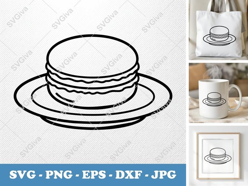 Macaron on a Plate SVG | Puffy Soft Forms | PNG DXF EPS | Cricut Silhouette Cut File