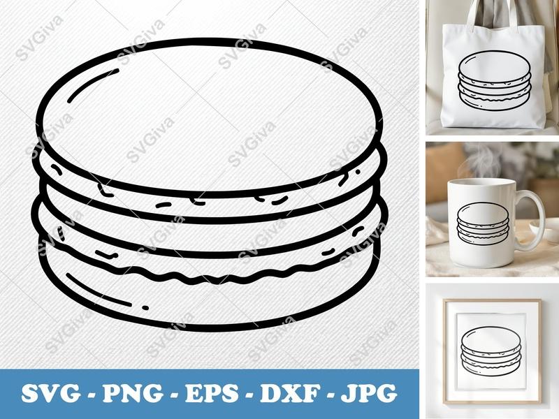 Macaron SVG | Fresh Friendly Bean-Shaped Design | Rounded Body, White Circle | PNG, DXF, EPS | Cricut Silhouette File