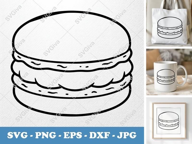 Macaroon SVG | Puffy Soft Forms | PNG DXF EPS | Cricut Silhouette | Bakery Treat