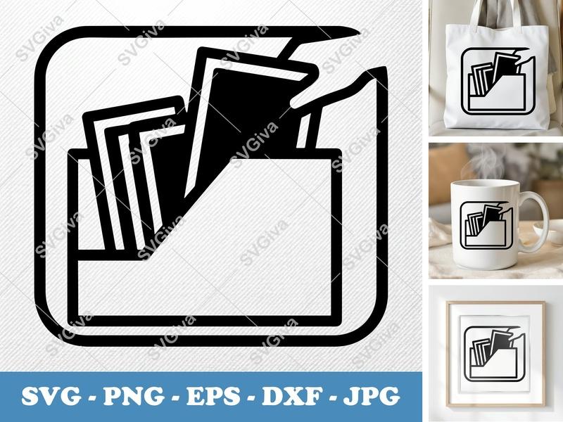 Magazine Holder in active use SVG, PNG, EPS, DXF | Minimalist Document Organizer Icon for Cricut, Silhouette | Office Organization