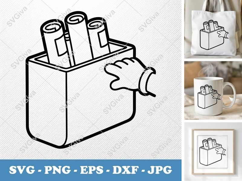 Magazine Holder in active use SVG | Rounded Body, Hand Icon, Documents | PNG DXF EPS for Cricut Silhouette