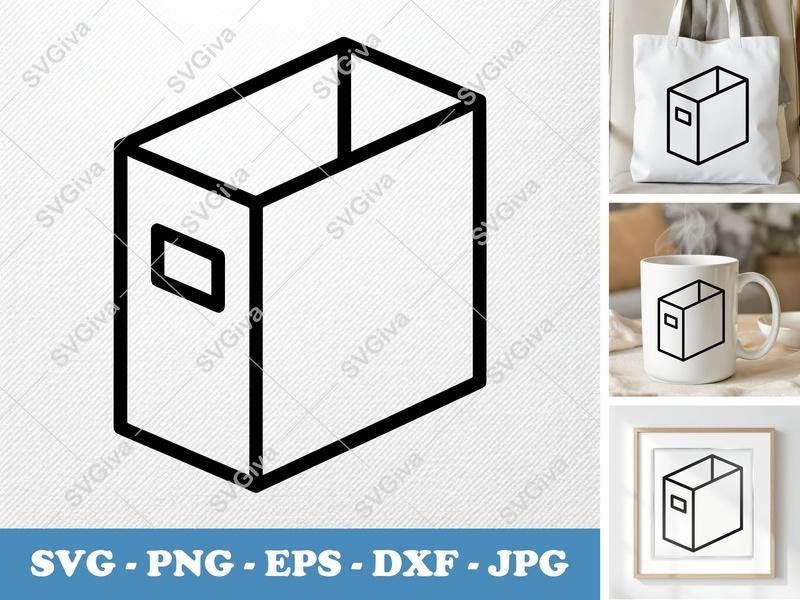Magazine Holder isometric angle SVG | Bold Contour Box Organizer | PNG EPS DXF for Cricut Silhouette