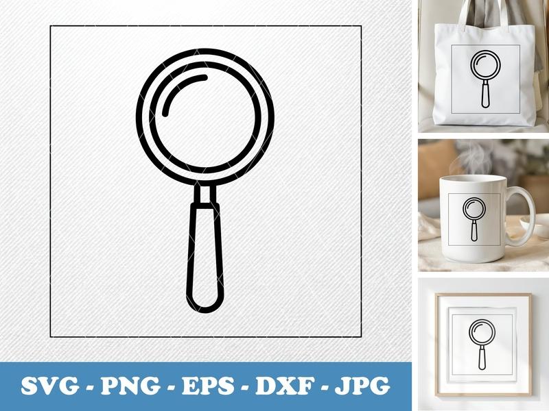 Magnifying Glass classic svg icon | Double Outline, Search, Zoom, Find | SVG, PNG, EPS, DXF | Cricut, Silhouette Cut File