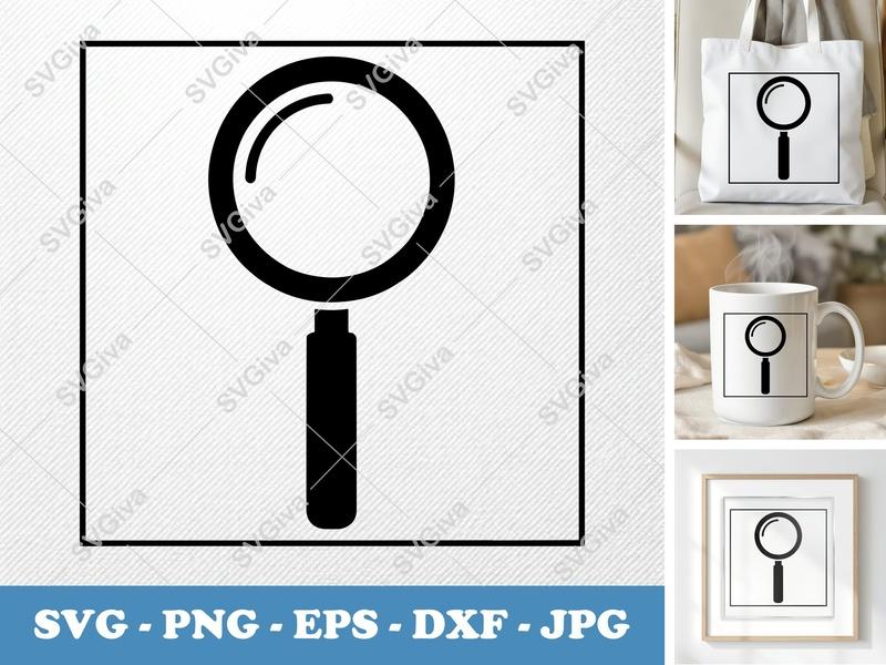 Magnifying Glass classic svg icon | Minimal Search Tool | Bold Framed Outline | SVG PNG EPS DXF for Cricut Silhouette