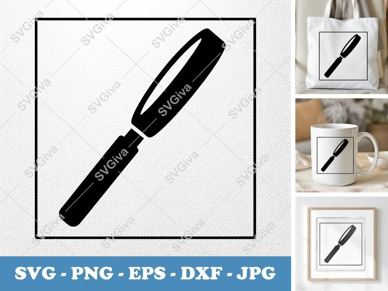 Magnifying Glass in side view profile SVG | Minimalist Icon, Bold Frame, Centered | PNG EPS DXF | Cricut Silhouette File