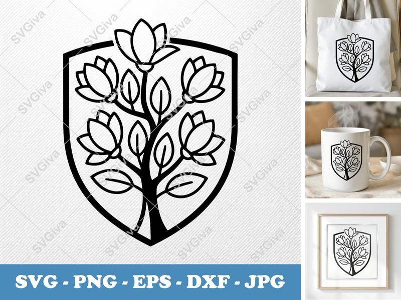 Magnolia Tree classic svg icon | Floral Outline Vector, Botanical Clipart | SVG PNG EPS DXF for Cricut & Silhouette