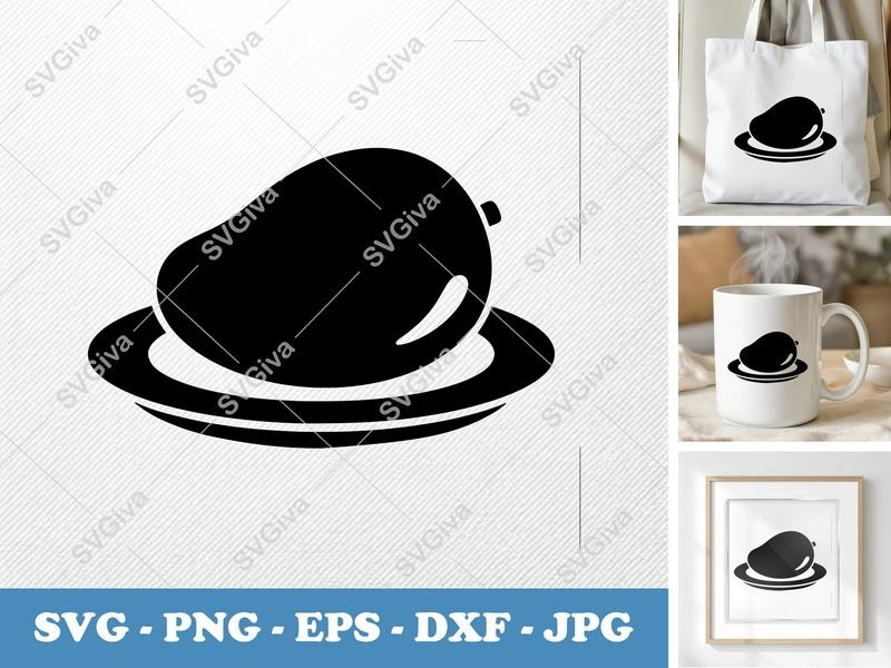 Mango on a Plate SVG | Puffy Soft Forms | PNG DXF EPS | Cricut Silhouette Cut File