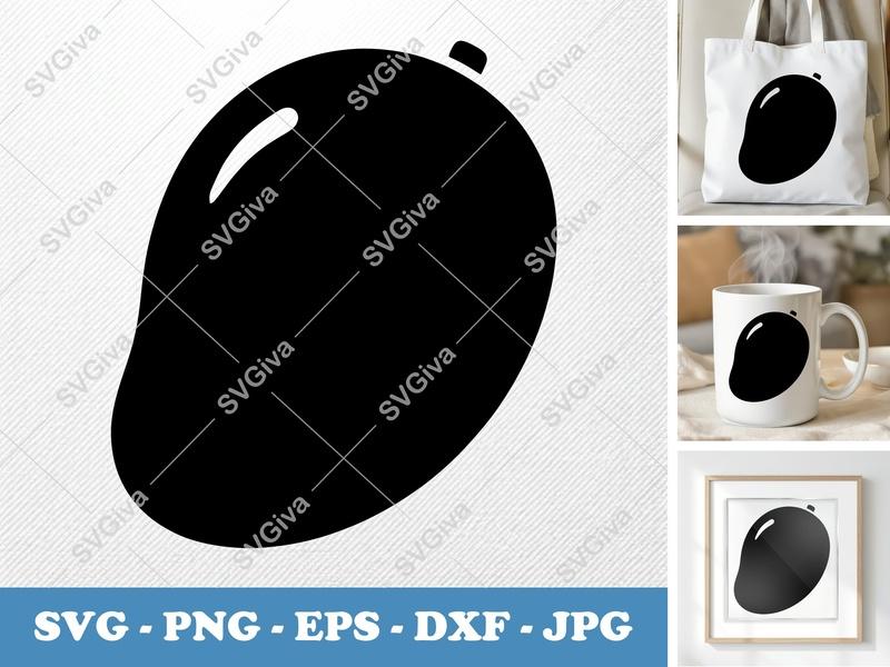 Mango SVG | Modern Clean Fruit Vector | PNG EPS DXF Cut File for Cricut & Silhouette | Minimal Food Clipart