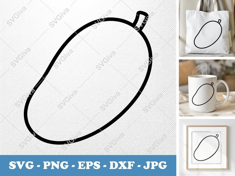 Mango SVG, Rounded Outline Fruit Cut File | Friendly Bean Shape Mango PNG DXF EPS for Cricut Silhouette