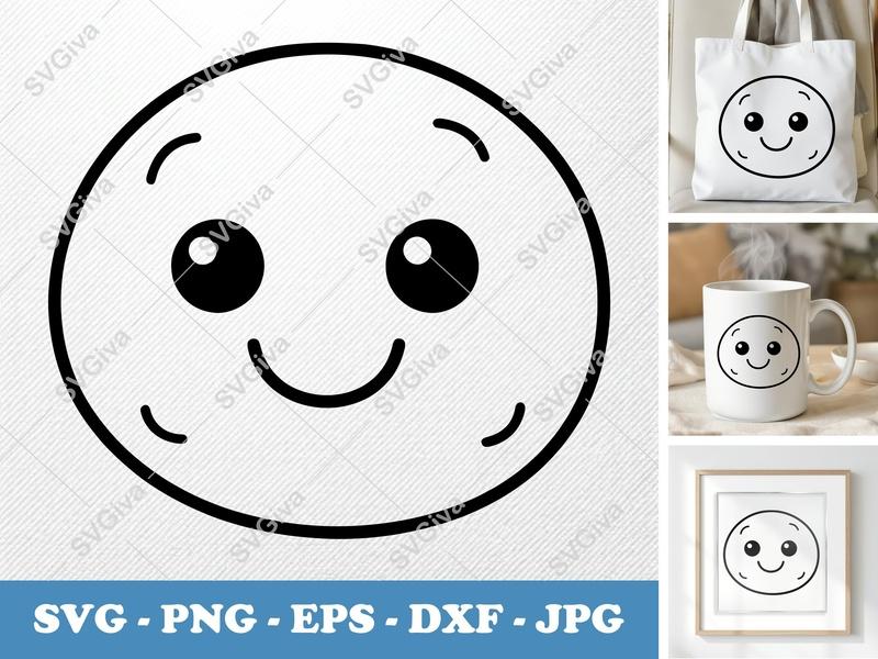 Meatballs SVG, Cute Cartoon Face, Smiley Outline, PNG EPS DXF for Cricut & Silhouette, Kawaii Food Design