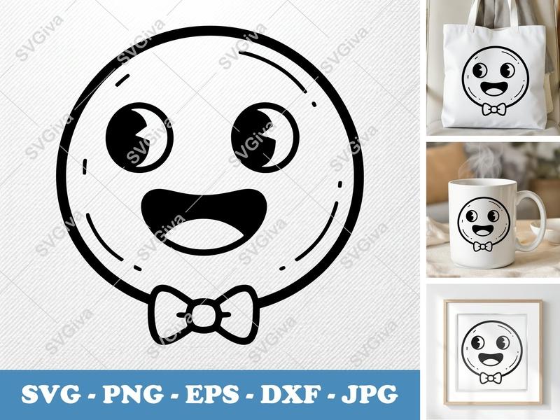 Meatballs SVG | Modern Clean Design | Happy Face Bow Tie Cut File | PNG EPS DXF for Cricut Silhouette