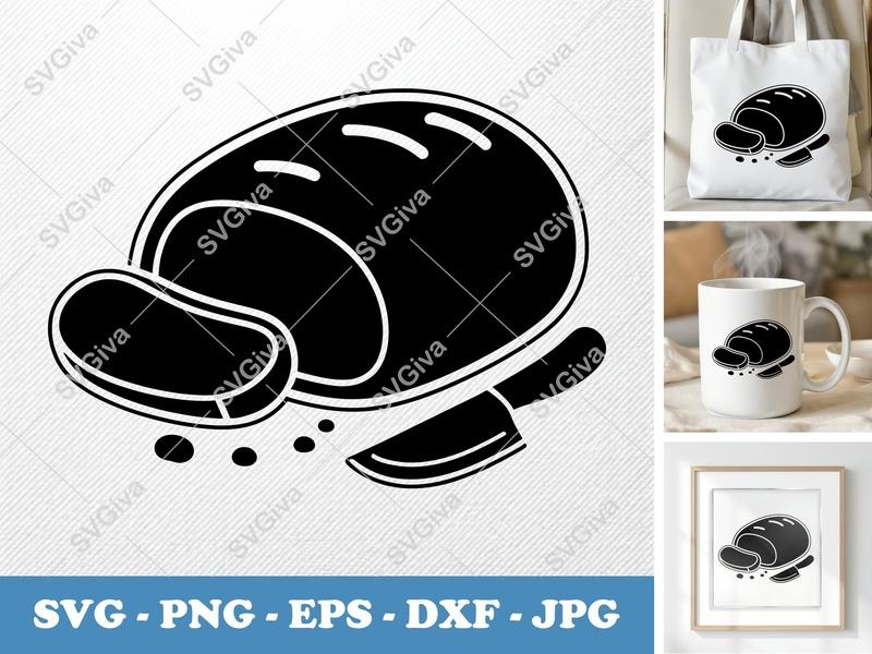 Meatloaf Partially Eaten SVG | Puffy Soft Forms | PNG DXF EPS | Cricut Silhouette Kitchen Cut File