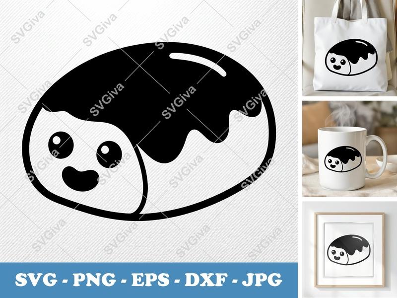 Meatloaf SVG, Cute Cartoon Kawaii Food Cut File | PNG EPS DXF for Cricut Silhouette, Modern Clean Clip Art