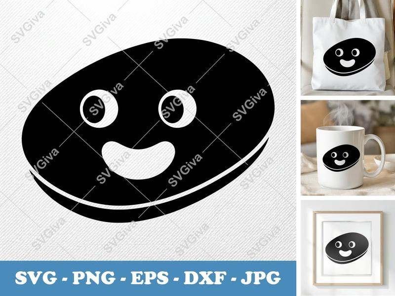 Meatloaf SVG Happy Face, Cute Food Clip Art, Modern Kitchen Design | PNG EPS DXF for Cricut, Silhouette
